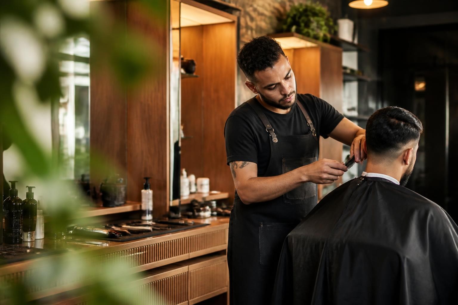 Post de barbearia criado pelo AutoPubli com o antes e depois de um corte
