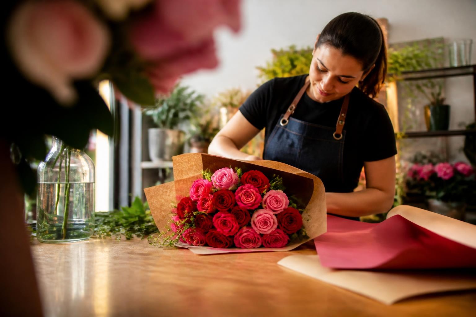 Post de floricultura criado pelo AutoPubli com um buquê de rosas