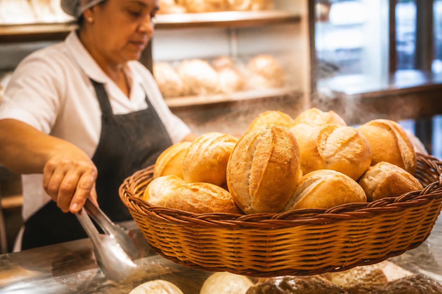 Post de padaria criado pelo AutoPubli com pães saindo do forno