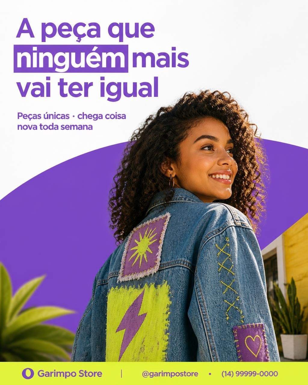 A mesma jaqueta virando post de moda, vestida e com fundo limpo